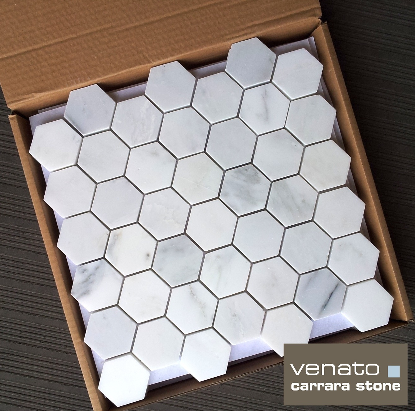 Carrara Venato 2" Hexagon Mosaic