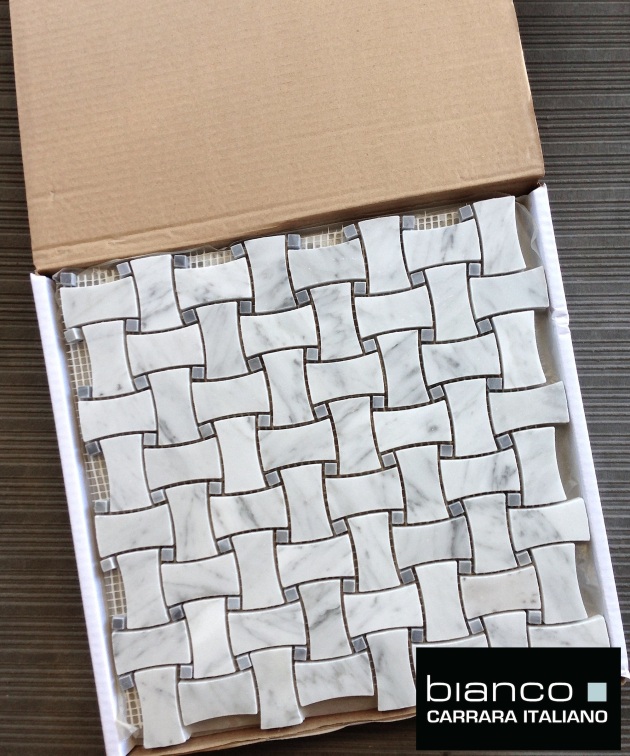 Carrara Bianco Gray Dot Dogbone Basketweave Tile