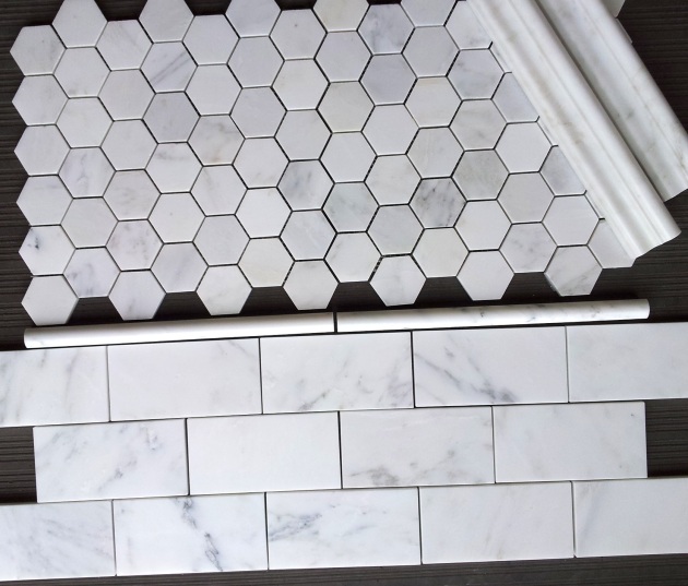 Carrara Venato 2" Hexagon and 3x6" Subway Tile