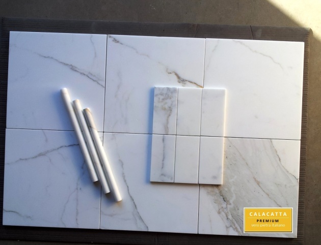 12x12" Calacatta Marble Tile and 3x6" Honed