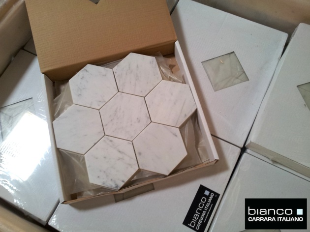 Carrara Bianco 5x5 Hexagon