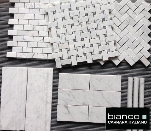 Honed and Polished Carrara Bianco Marble Tiles and Mosaics