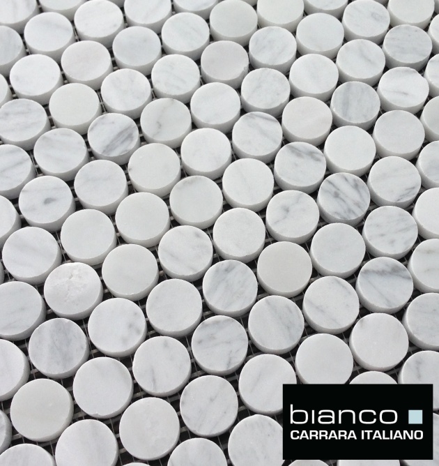 Carrara Bianco 1" Pennyround Mosaic