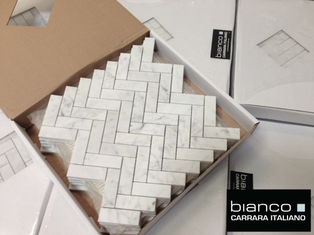Bianco 1x3" Herringbone Mosaic Tile