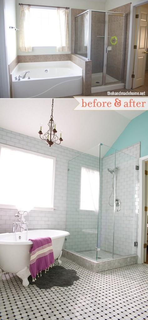 Glass Tile before and After bathroom